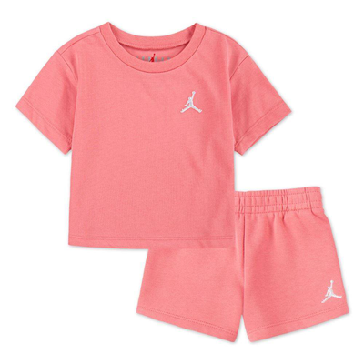 Nike jordan little girls brooklyn ess flc short set, Pink, medium
