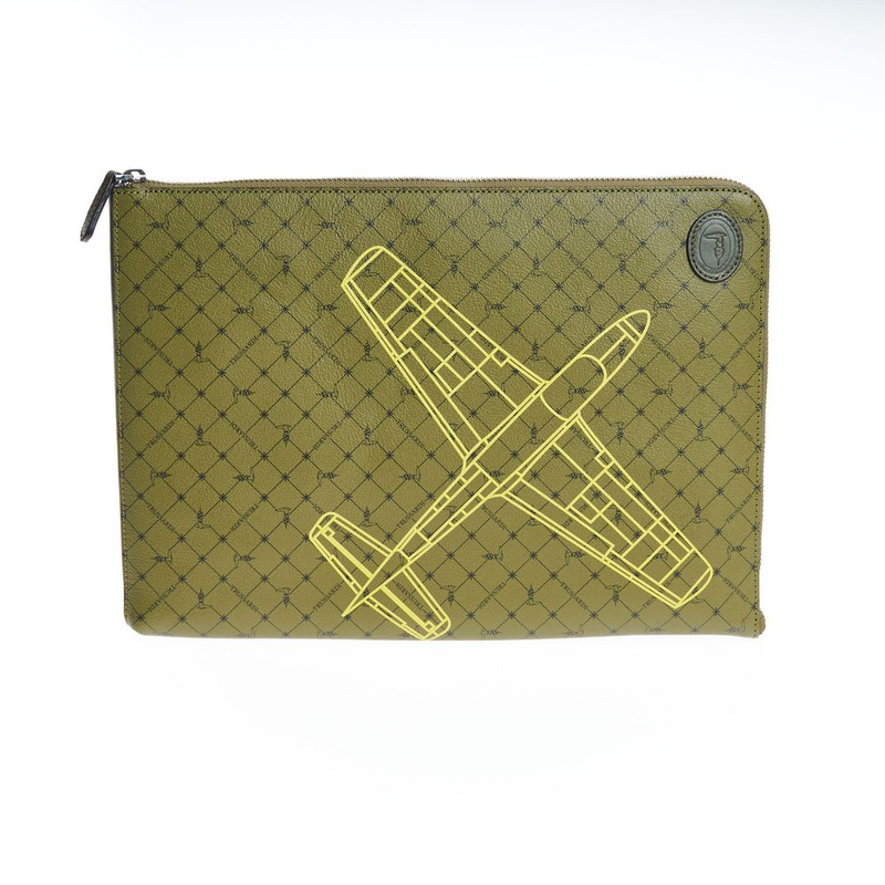 Green leather men clutch-null