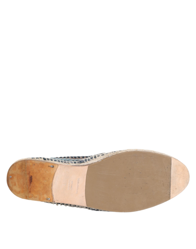 Blue gray woven leather buffalo espadrille shoes-null
