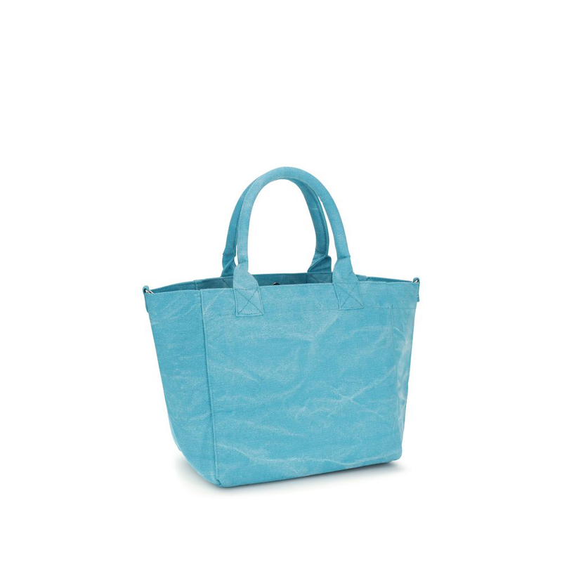 Blue recycled cotton shoulder bag-null