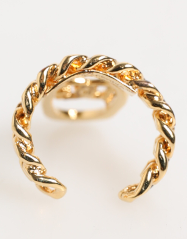 Gold tone brass oval dg logo chain adjustable ring-null