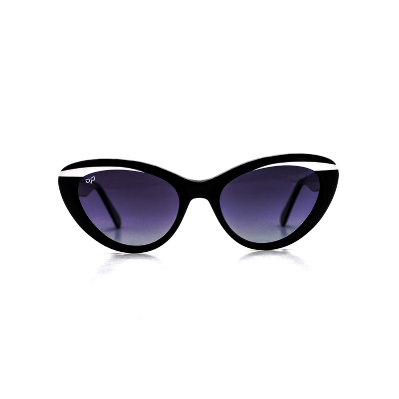 OJO sunglasses cat eye handmade  shine black with grey polarised lenses rx-null