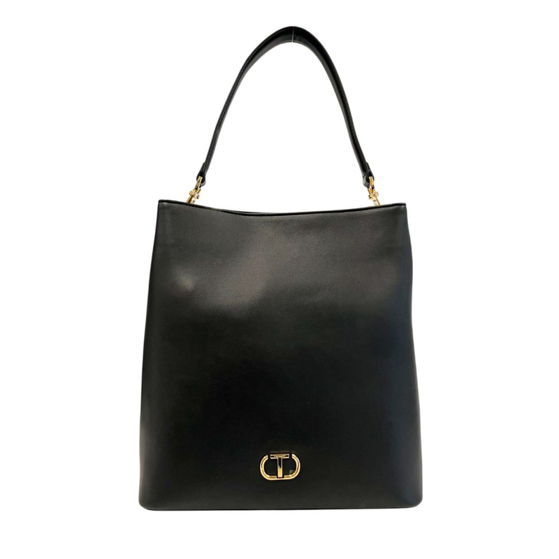 Black pu women shoulder bag-null