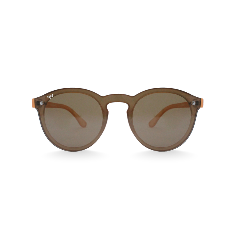 OJO sunglasses trend round matte transparent light brown frame and temples with brown lenses-null