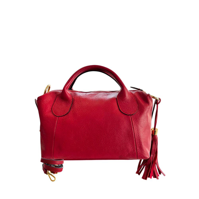 Red leather women handbag-null