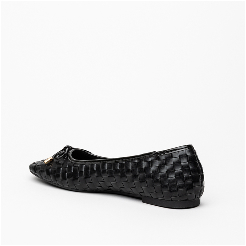 Miss belgini square toe bow tie detail flat ballerina pumps-null
