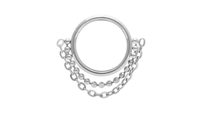 Surgical steel two-chain clicker silver, , medium