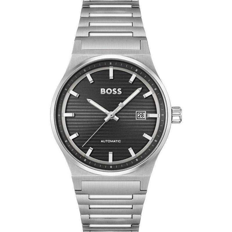 Gray stainless steel dress watch-null