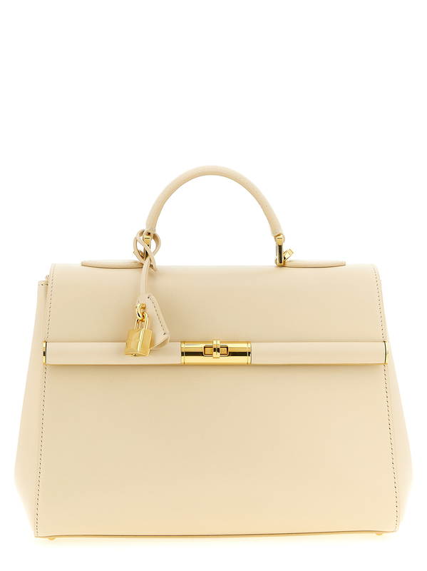 White lamb leather handbag-null