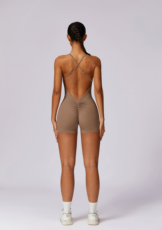 Amor short jumpsuit with deep x-back-null
