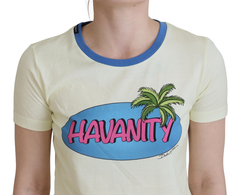 Yellow havanity round neck tee cotton t-shirt-null