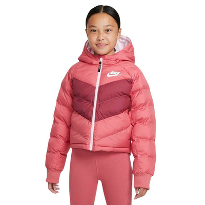 Nike nsw girls synthetic fill hooded jacket, Pink / White, medium