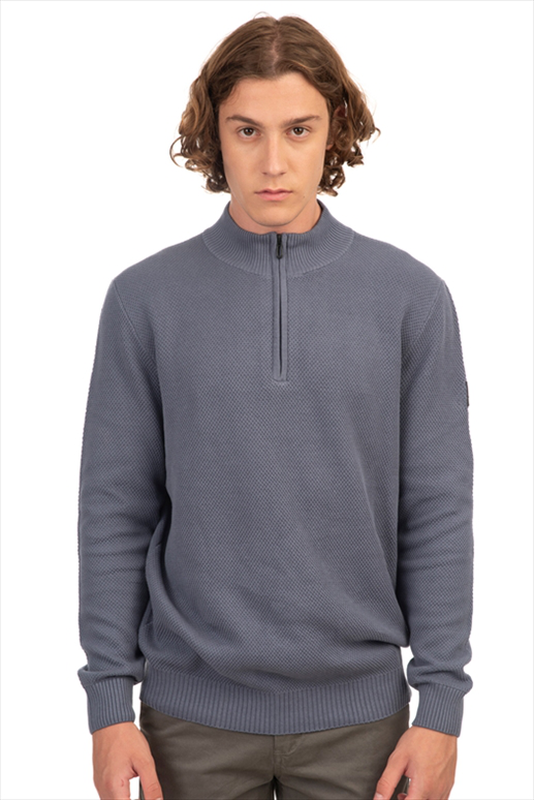 High neck knitwear with 1/4 zip image number null