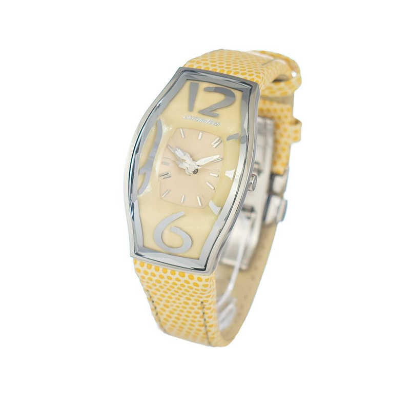 Bicolor leather dress watch-null