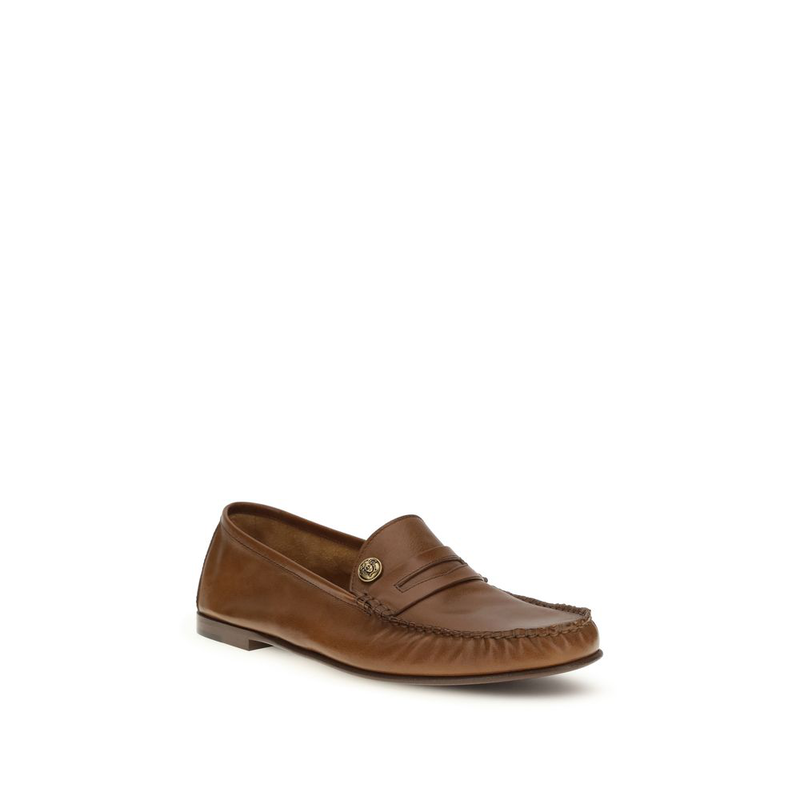 Brown calf leather bos taurus slip-on loafers-null