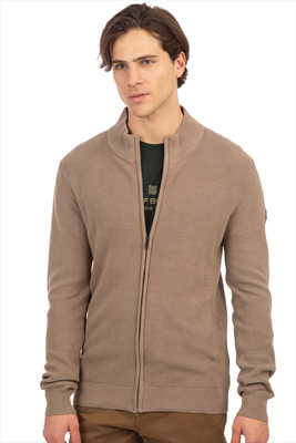 High neck knitwear cardigan, Pouro, medium