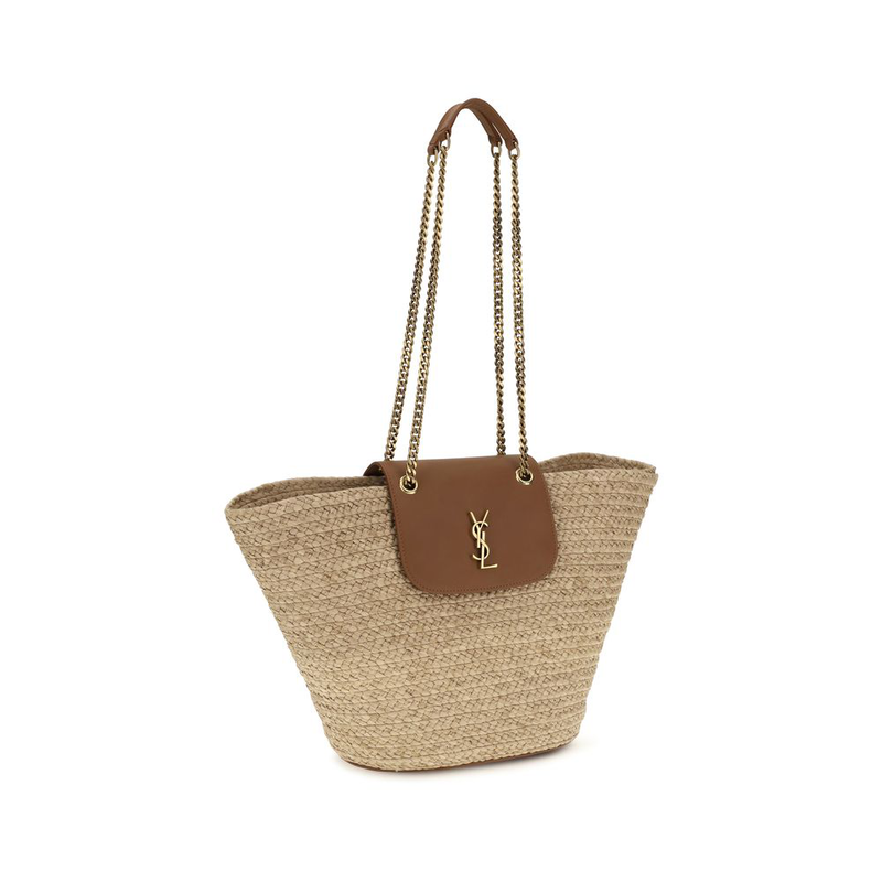 Beige raffia shoulder bag-null