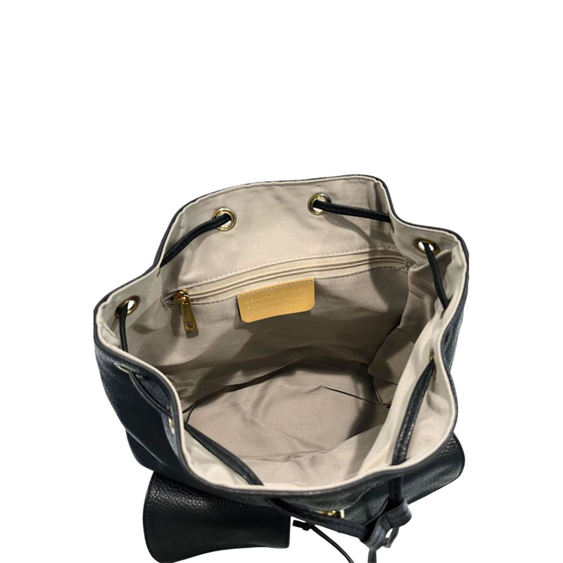 Black leather women backpack-null
