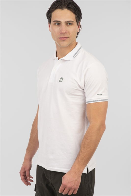 Rebase polo pique melange collar logo-null