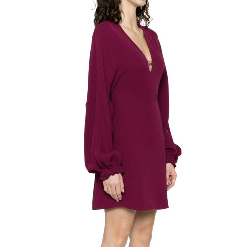 Purple silk casual dress-null