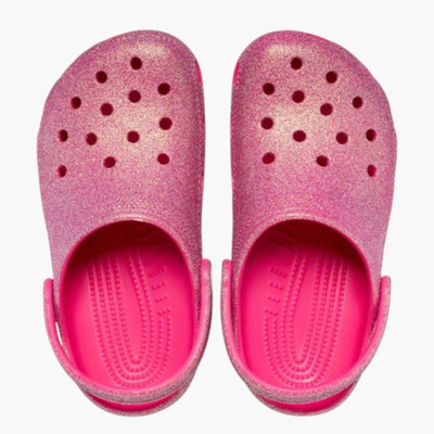 Crocs classic iridescent glitter kids clog, Dragon Fruit, medium