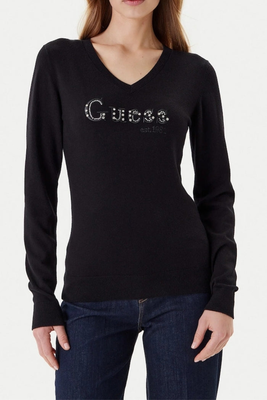 Knitted top logo kenzie - guess, Black, medium