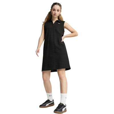 Essentials elevated relaxed structured sleeveless dress, Black, medium