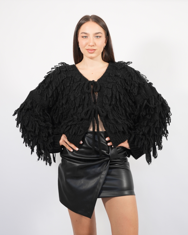 Fringed knitted gardigan 31127-null