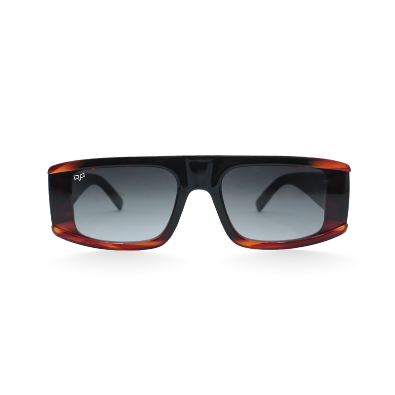 OJO sunglasses square gradient black/orange frame and shiny black with orange detail temples and gre-null
