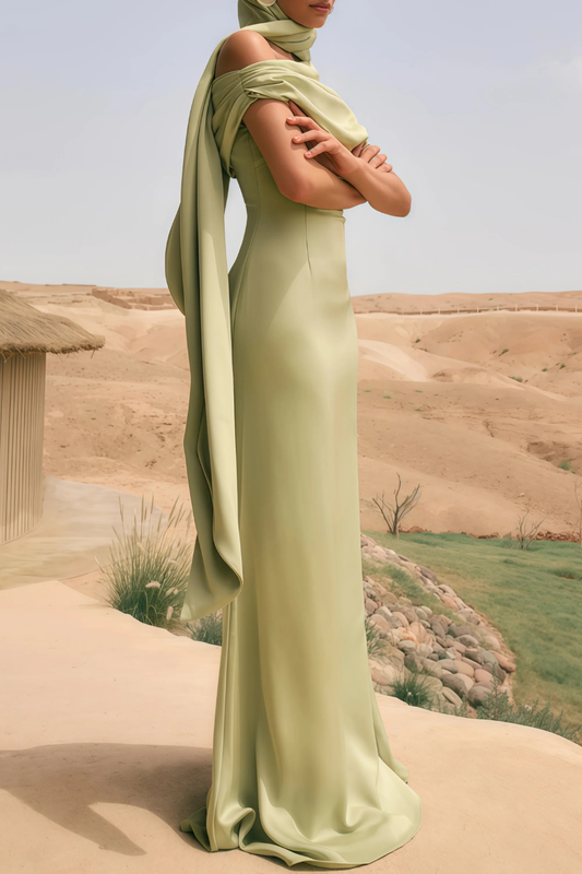 One shoulder satin dress-null