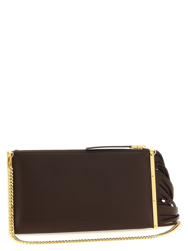 Brown leather clutch bag-null
