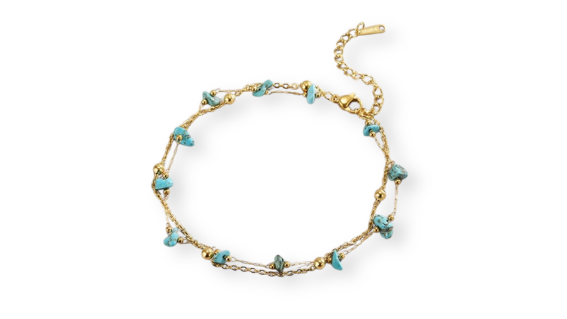 Stainless steel natural stone anklet-null