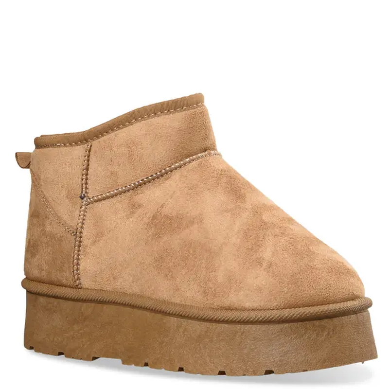 Faux shearling booties - camel-null