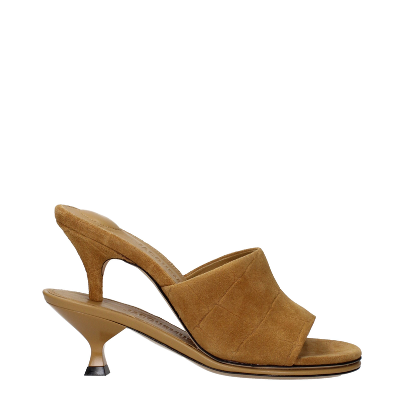 Brown leather stiletto heel sandals-null