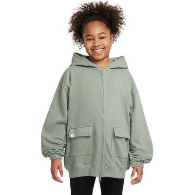 Girls nike sportswear oversized fleece hoodie, Jade Horizon, medium