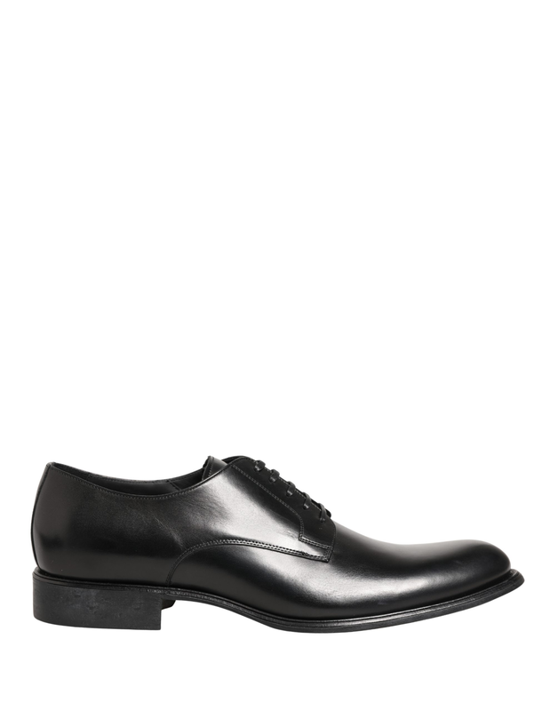 Black calfskin leather derby men dress shoes-null