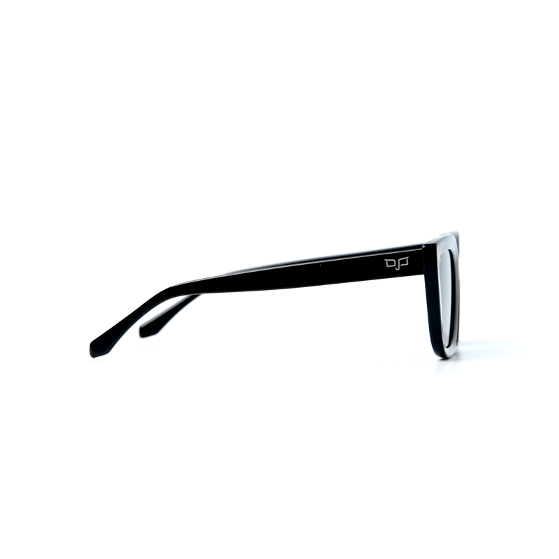 OJO sunglasses trend cat eye with black frame and clear black temples with black lenses rx-null