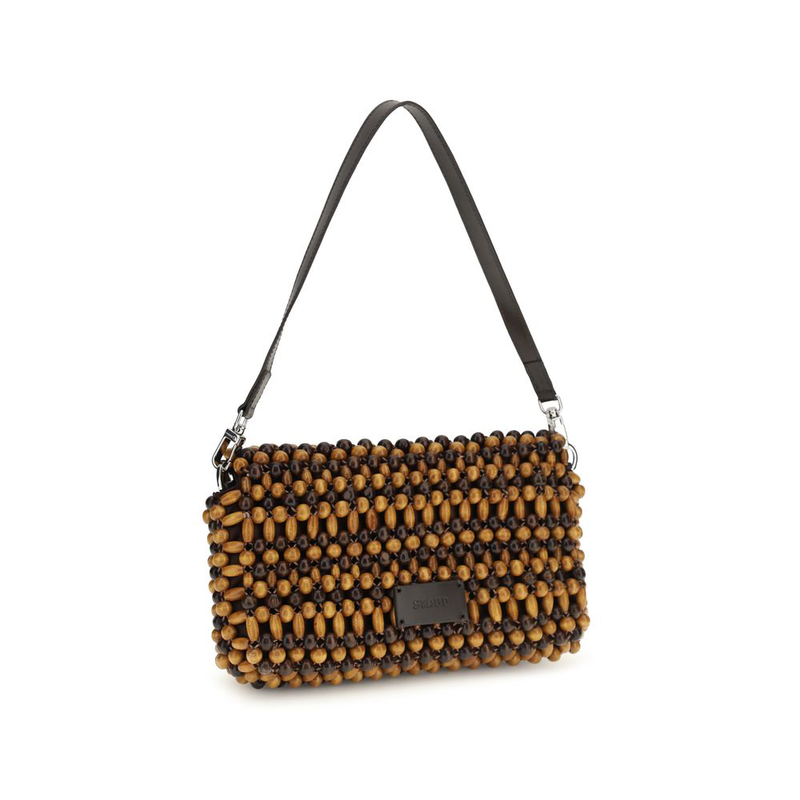 Brown wood shoulder bag-null