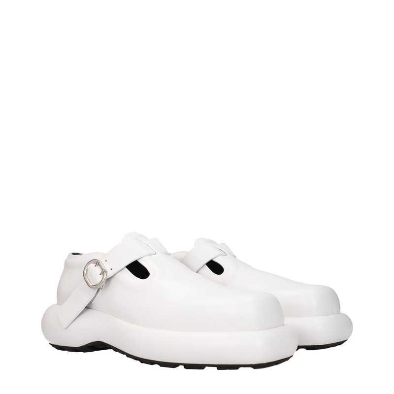 White leather slip-on loafers-null