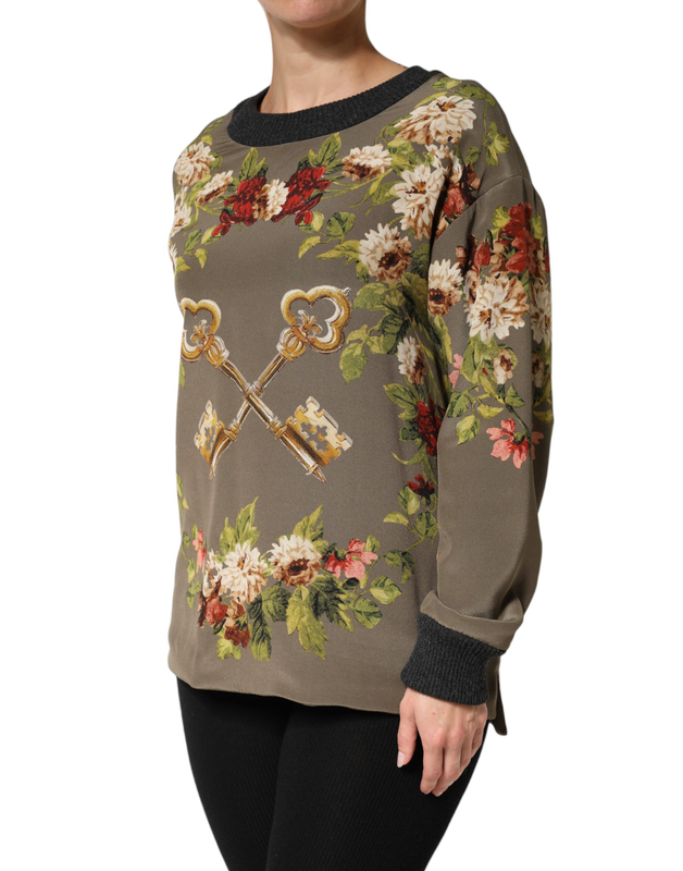 Enchanted sicily silk crewneck blouse sweater-null