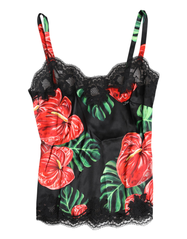 Multicolor floral silk tank lingerie underwear-null