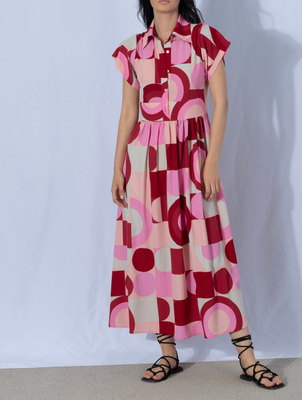Anonyme pattern dress summer edition a133sd094, Red/pink, medium