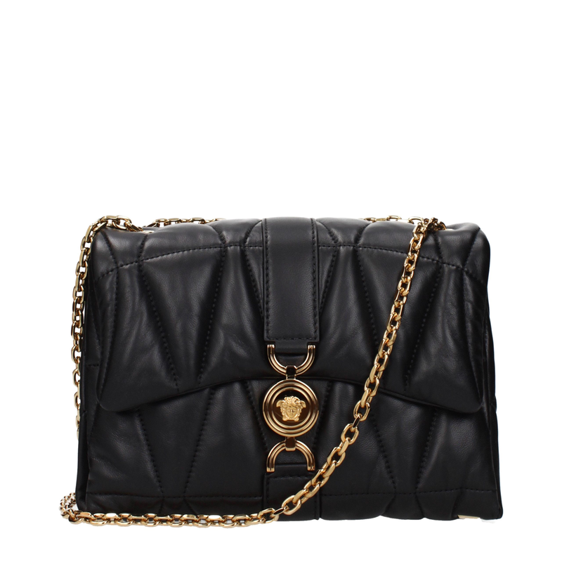 Black leather shoulder bag-null