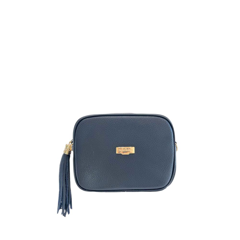Blue leather women crossbody bag-null