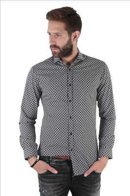 Stefan geometric colour print shirt, Blue, medium