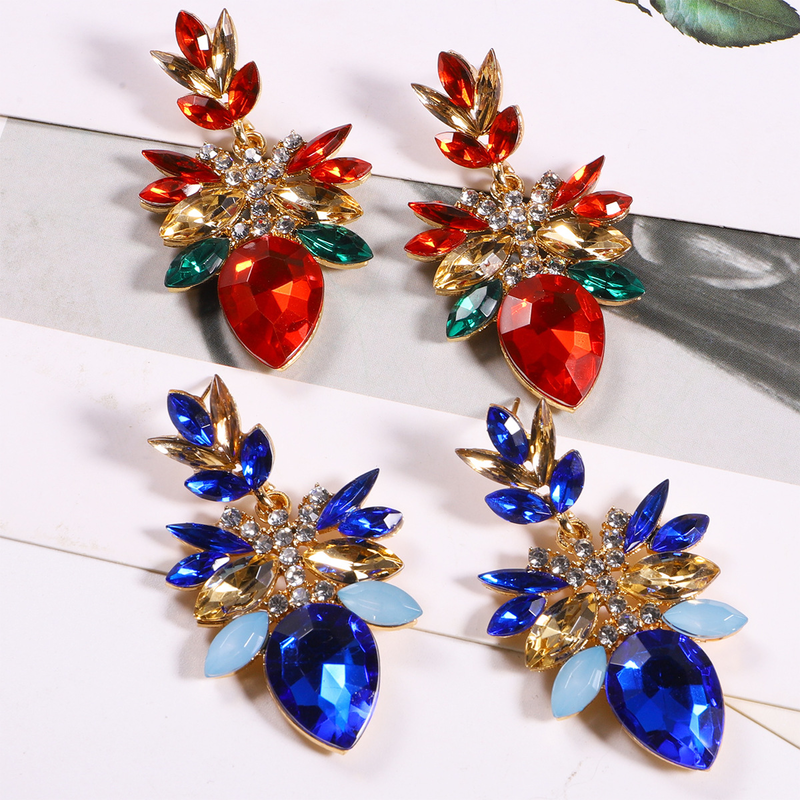 Crystal statement earrings red image number null