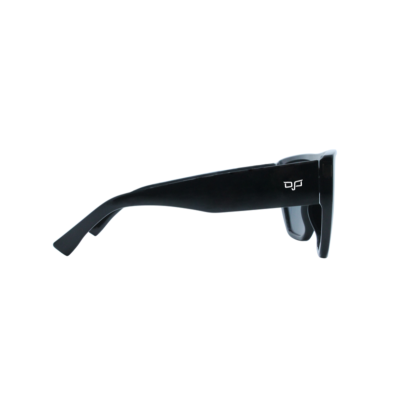 OJO sunglasses shield trend shine black frame and temples with black polarised lenses rx image number null