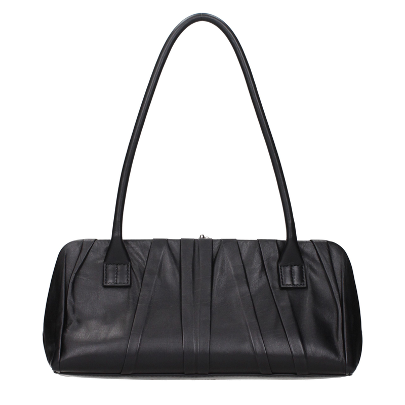Black leather shoulder bag-null