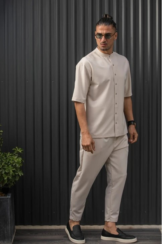 Henry s/s easywear stand up collar shirt-null