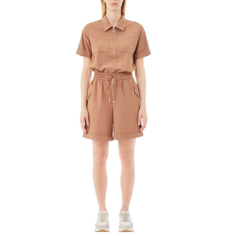 Liu Jo stretch bamboo-blend short-sleeve playsuit with zip-null